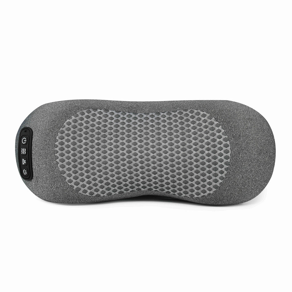 3-in-1 Triple Fusion Back Massager, Electric Lumbar Support Pillow with Dynamic Stretching, Heat & Vibration - Memory Foam Cushion for Bed, Chair & Office, Grey