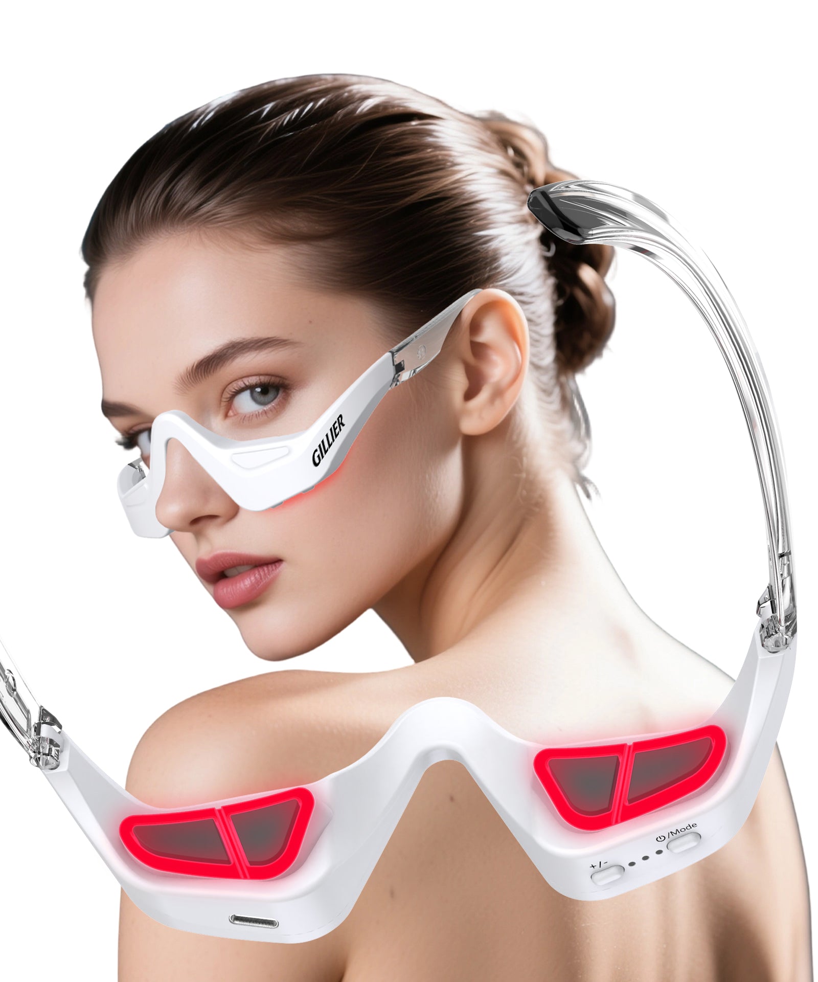 Eye Red Light Therapy Glasses, 7-Color LED Microcurrent Eye Massager for Eye Bags, Dark Circles, Wrinkles & Fine Lines, Red Light Therapy for Eyes, 3 Modes