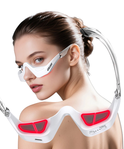 Eye Red Light Therapy Glasses, 7-Color LED Microcurrent Eye Massager for Eye Bags, Dark Circles, Wrinkles & Fine Lines, Red Light Therapy for Eyes, 3 Modes