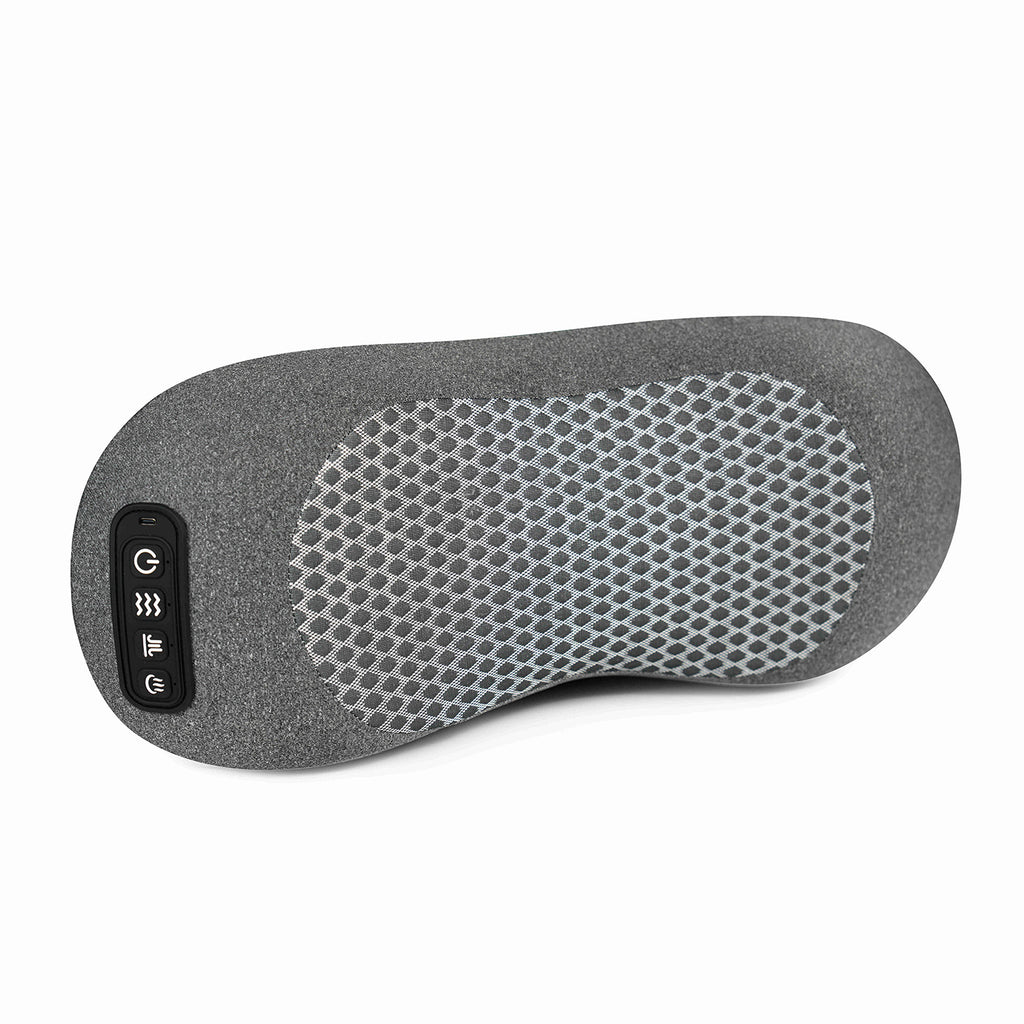 3-in-1 Triple Fusion Back Massager, Electric Lumbar Support Pillow with Dynamic Stretching, Heat & Vibration - Memory Foam Cushion for Bed, Chair & Office, Grey